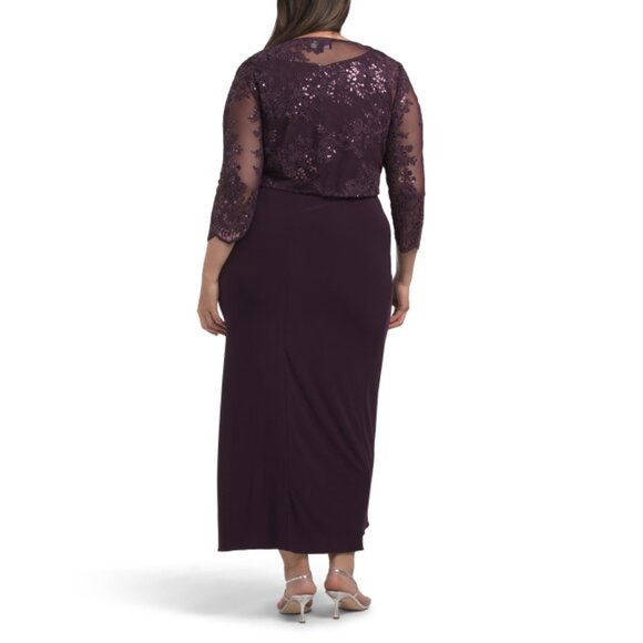 ALEX EVENINGS Purple 2pc Embroidered Jacket And Dress Set - Picture 2 of 2